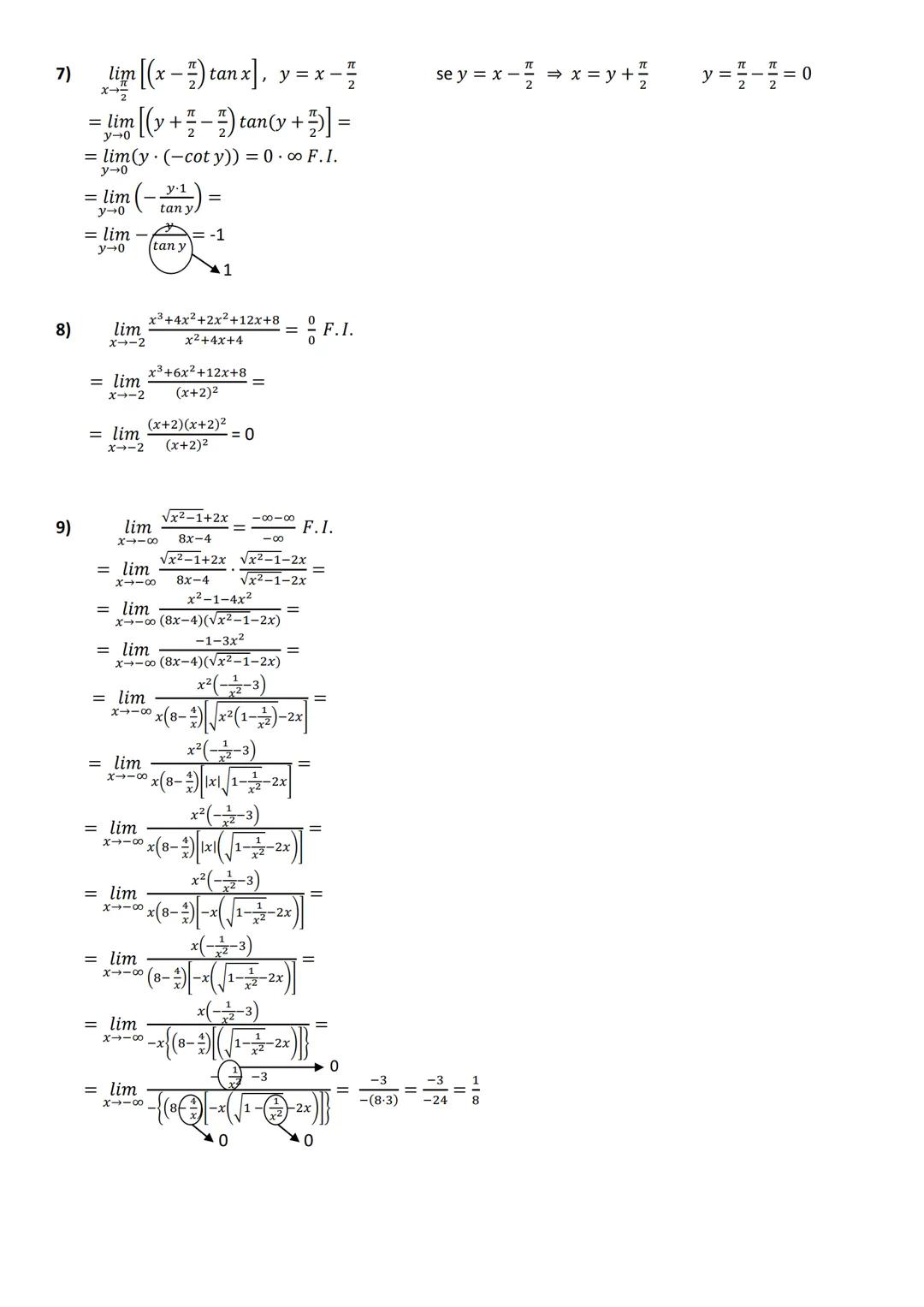 SIMULAZIONE VERIFICA DI MATEMATICA
LIMITI (FORME INDETERMINATE E 1° LIMITE NOTEVOLE)
cognome e nome
classe
1.
Calcola i seguenti limiti di f