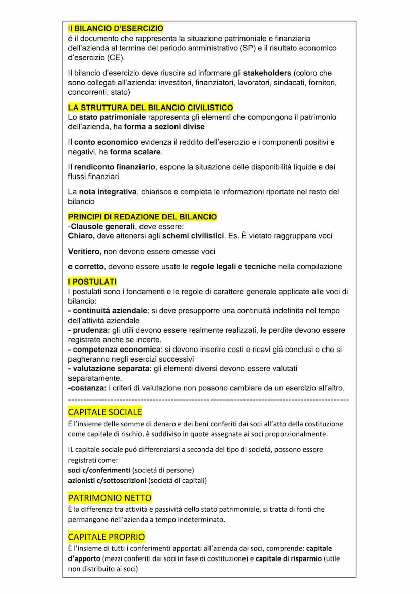 BILANCIO-
Manca:
Revisione legale dei conti (pag 384 II BILANCIO D'ESERCIZIO
é il documento che rappresenta la situazione patrimoniale e fin