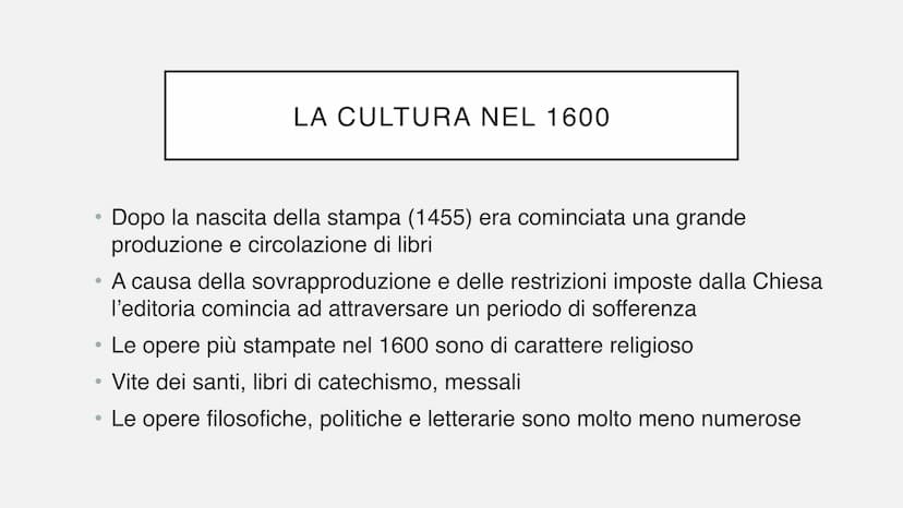 IL BAROCCO
L'età della Scienza Nuova ●
Il 1600 è un secolo di grandi trasformazioni e
conflitti
Nuova visione del mondo
Lo scontro tra rifor