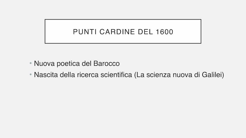 IL BAROCCO
L'età della Scienza Nuova ●
Il 1600 è un secolo di grandi trasformazioni e
conflitti
Nuova visione del mondo
Lo scontro tra rifor