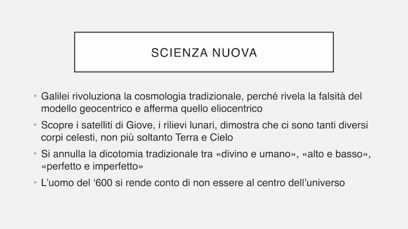 IL BAROCCO
L'età della Scienza Nuova ●
Il 1600 è un secolo di grandi trasformazioni e
conflitti
Nuova visione del mondo
Lo scontro tra rifor