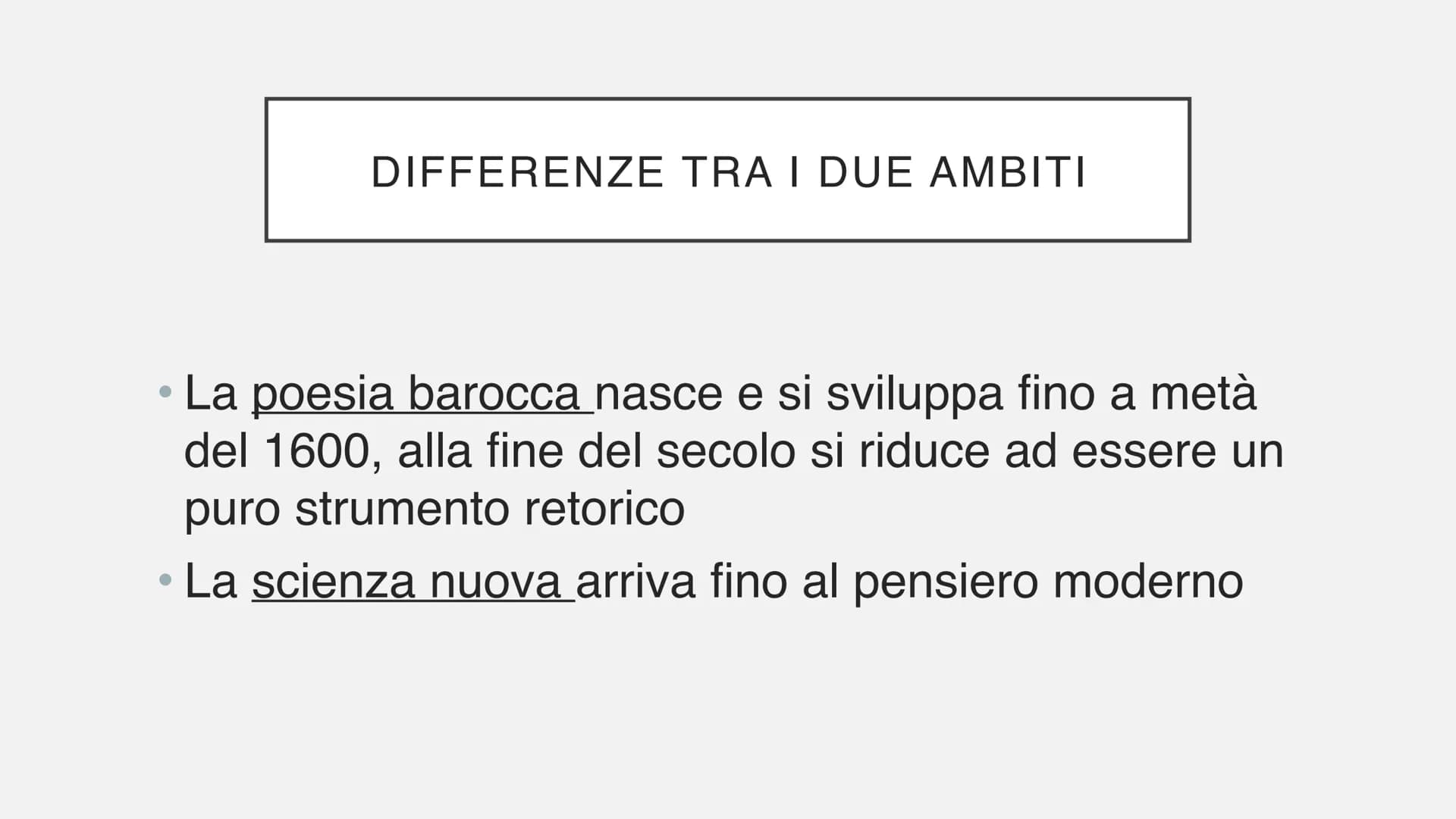 IL BAROCCO
L'età della Scienza Nuova ●
Il 1600 è un secolo di grandi trasformazioni e
conflitti
Nuova visione del mondo
Lo scontro tra rifor