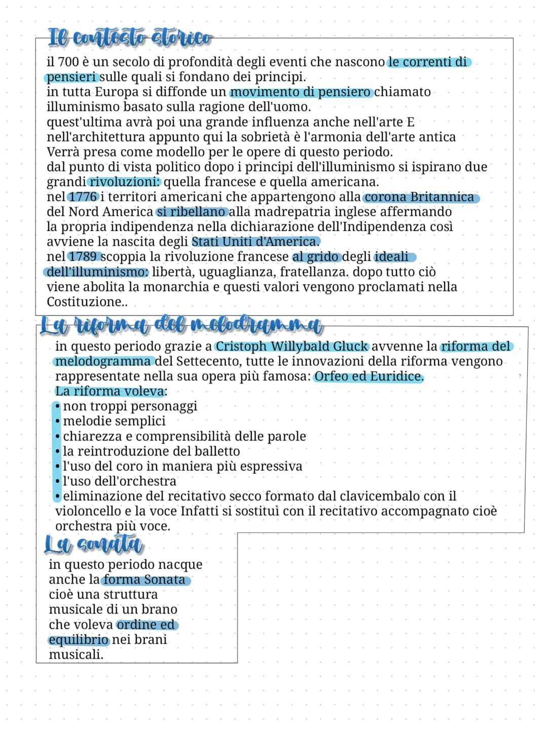 Il classicismo
in questo periodo i criteri musicali erano di ordine,
armonia e simmetria. le composizioni di questo
periodo infatti erano be