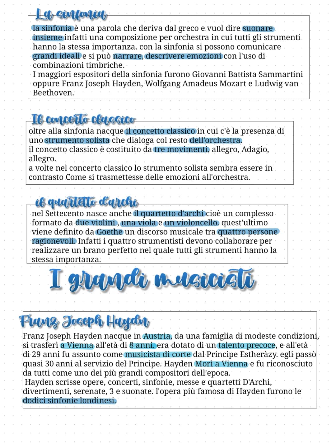 Il classicismo
in questo periodo i criteri musicali erano di ordine,
armonia e simmetria. le composizioni di questo
periodo infatti erano be