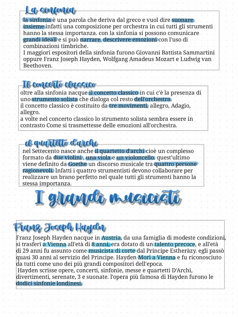 Il classicismo
in questo periodo i criteri musicali erano di ordine,
armonia e simmetria. le composizioni di questo
periodo infatti erano be