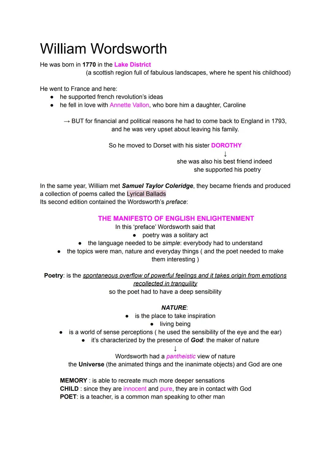 William Wordsworth
He was born in 1770 in the Lake District
(a scottish region full of fabulous landscapes, where he spent his childhood)
He