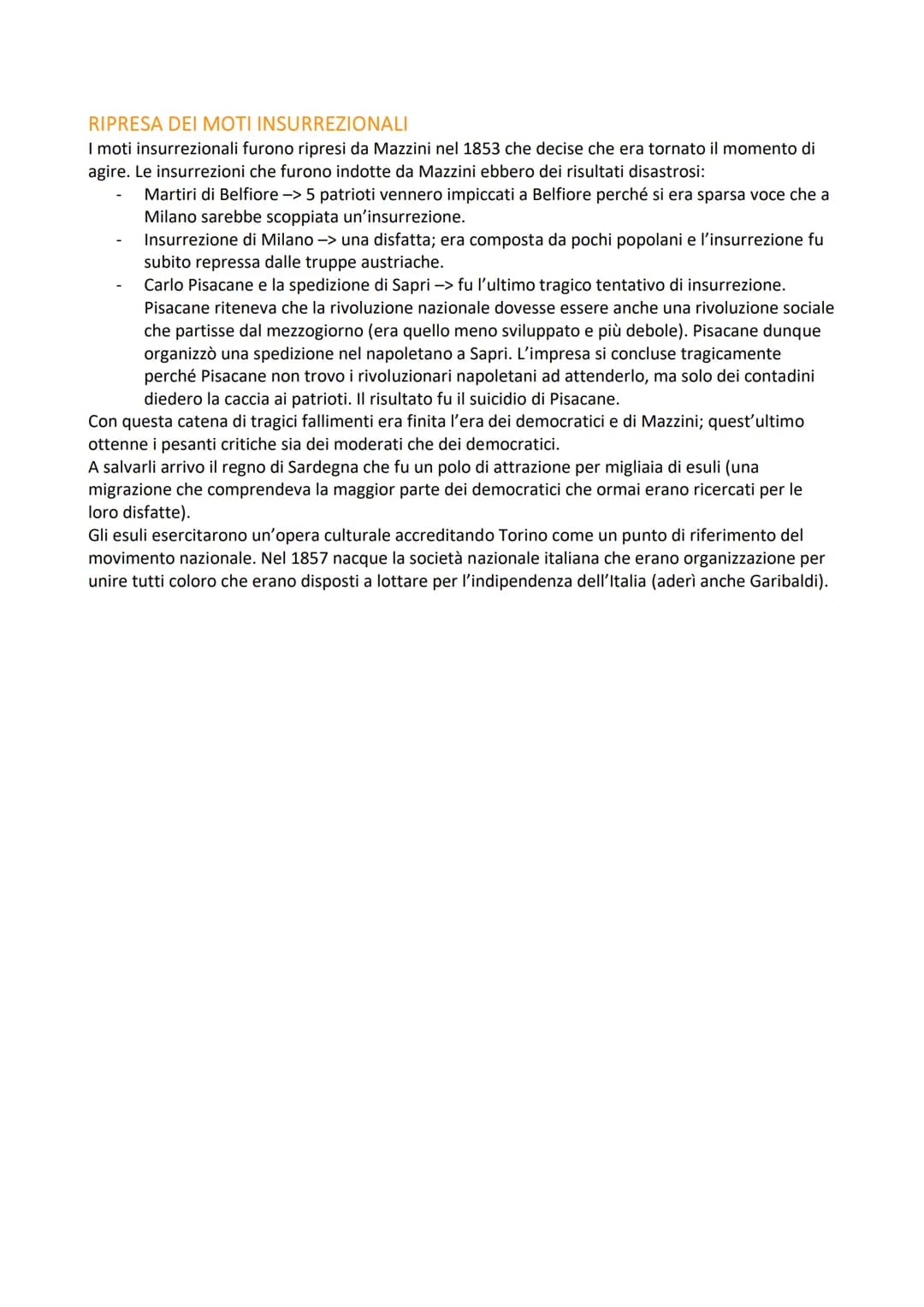 RISORGIMENTO
RISORGIMENTO -> insieme dei processi e degli eventi che condussero alla conquista
dell'indipendenza politica e all'unificazione