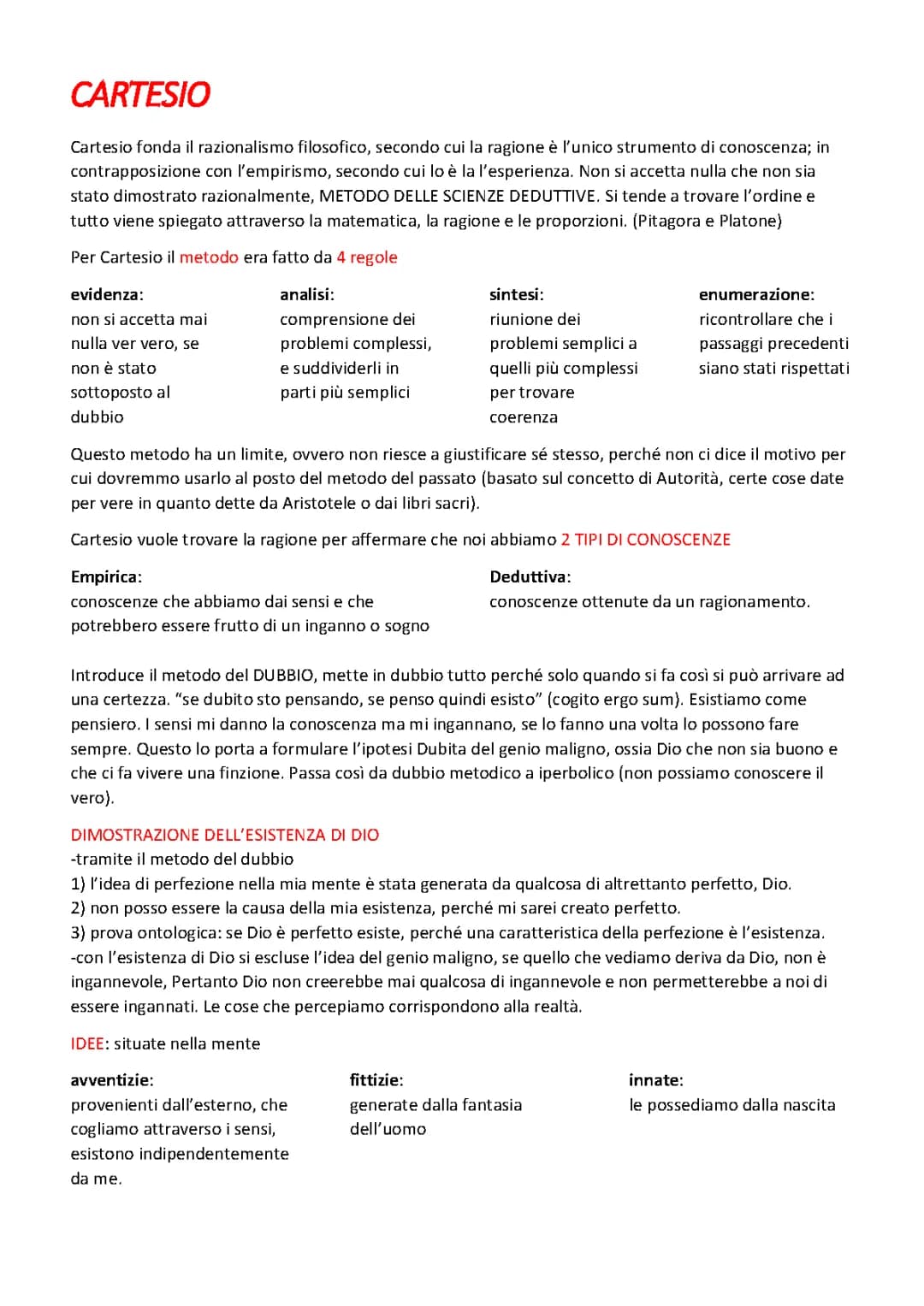 cartesio filosofia