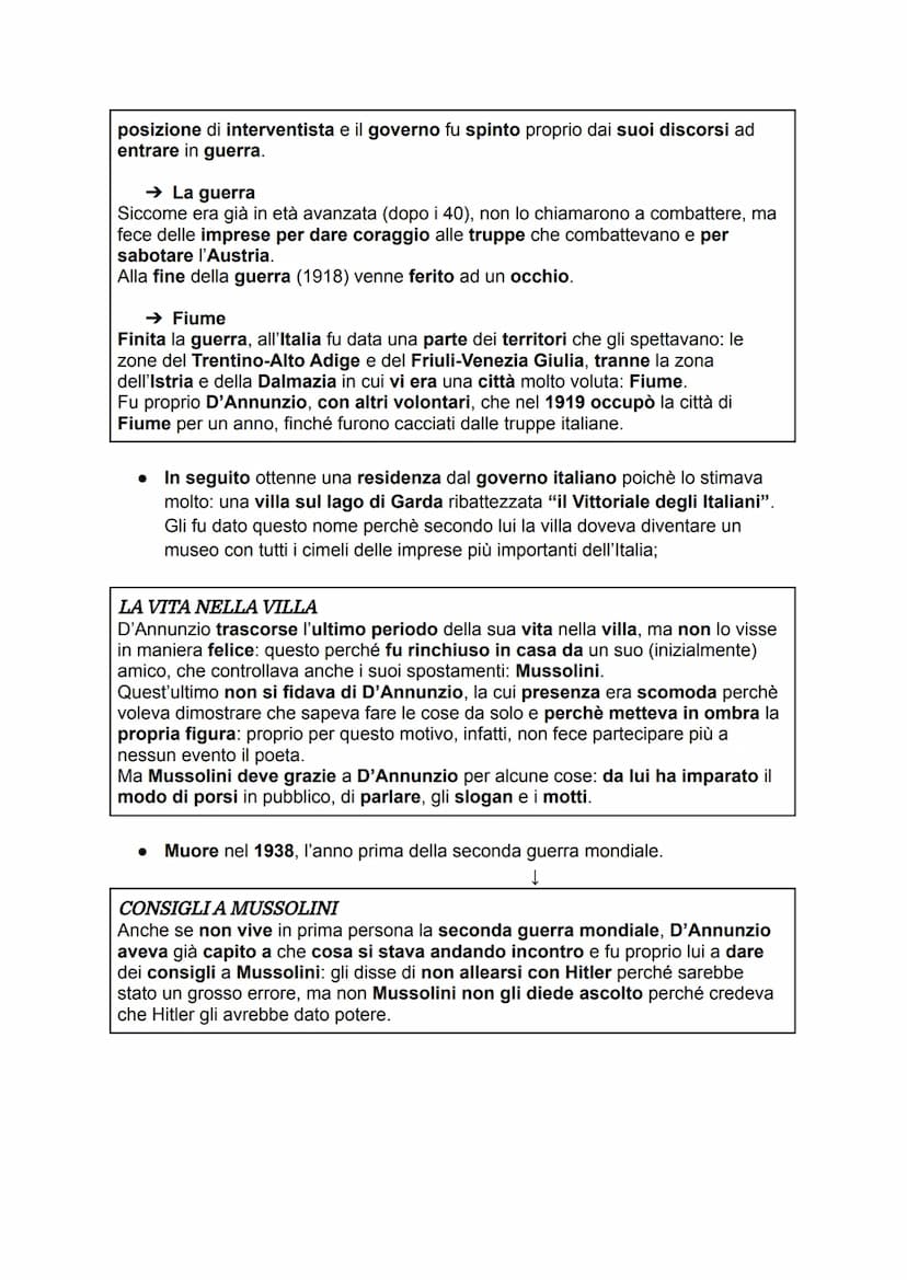 GABRIELE D'ANNUNZIO
VITA
●
•
•
●
D'Annunzio è stato sia interprete dell'Estetismo che di altre correnti
letterarie del Decadentismo: si trat