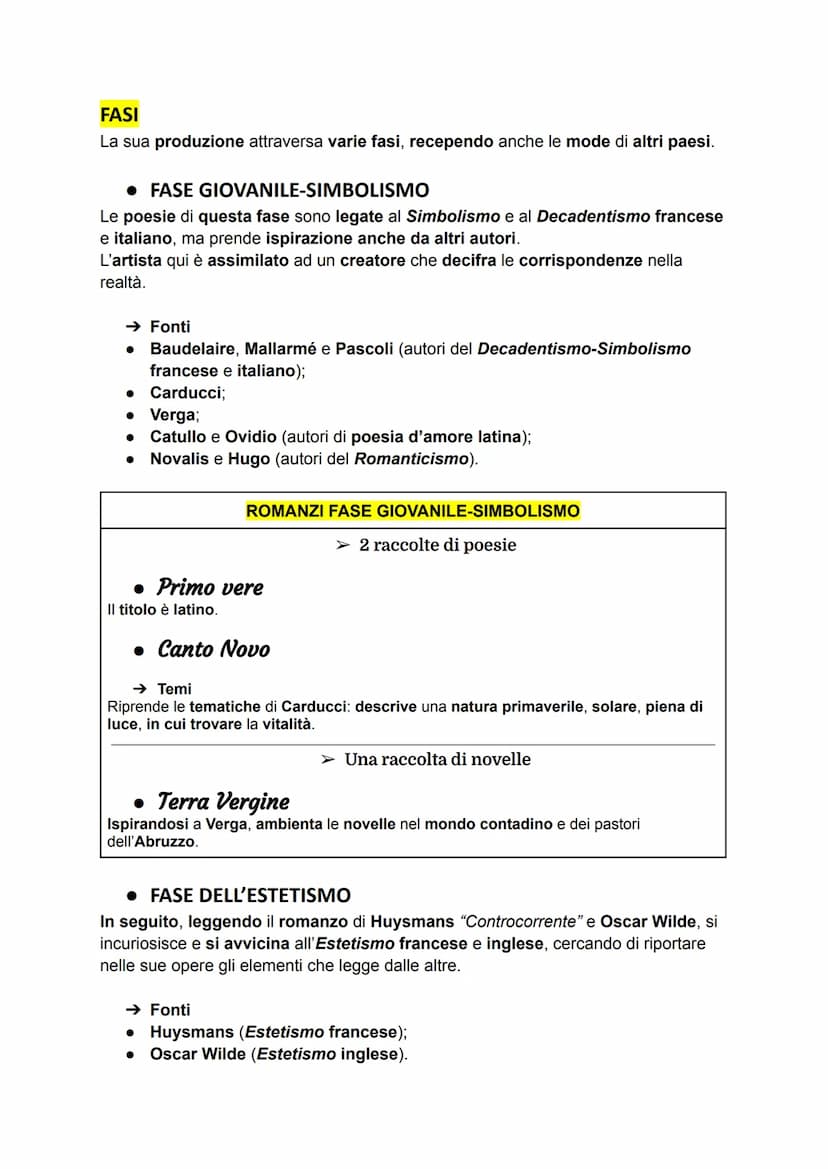 GABRIELE D'ANNUNZIO
VITA
●
•
•
●
D'Annunzio è stato sia interprete dell'Estetismo che di altre correnti
letterarie del Decadentismo: si trat