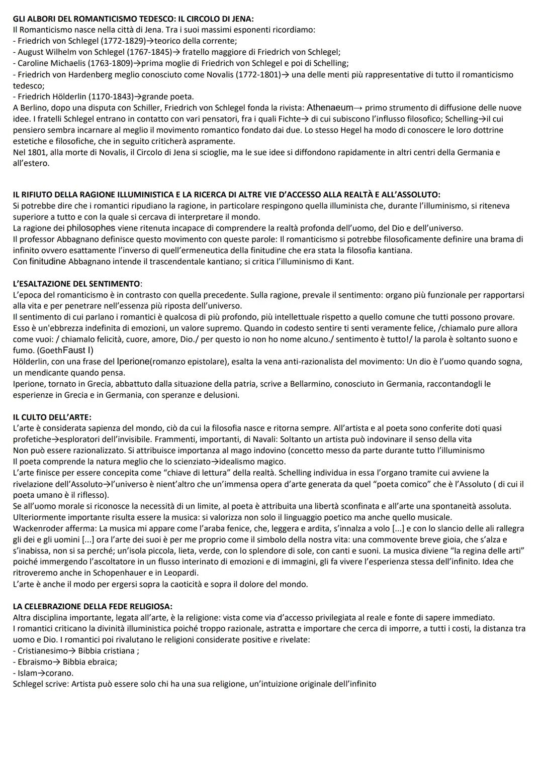 GLI ALBORI DEL ROMANTICISMO TEDESCO: IL CIRCOLO DI JENA:
Il Romanticismo nasce nella città di Jena. Tra i suoi massimi esponenti ricordiamo: