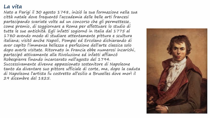Innow
s
David La vita
Nato a Parigi il 30 agosto 1748, inizió la sua formazione nella sua
città natale dove frequentó l'accademia delle bell