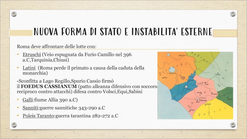 Dalla monarchia
alla repubblica
Tappe fondamentali
Personaggi
Leggi Romolo
Tullo Ostilio
Tarquinio Prisco
Tarquinio il
Superbo
17 re di Roma