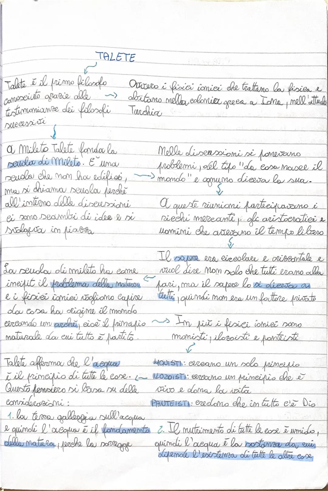 لی
TALETE
Talete è il primo filosofo
conosciuto grazie alle
~>
testimonianze dei filosofi
successivi
نماه
e
Ourtero i fisici conici che trat