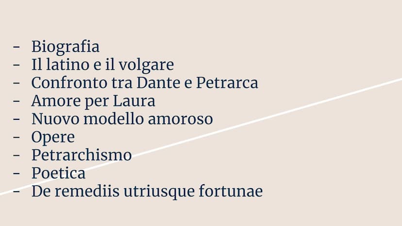 PETRARCA
By Messina Silvia Biografia
Il latino e il volgare
- Confronto tra Dante e Petrarca
-
—
-
—
—
-
Amore per Laura
Nuovo modello amoro