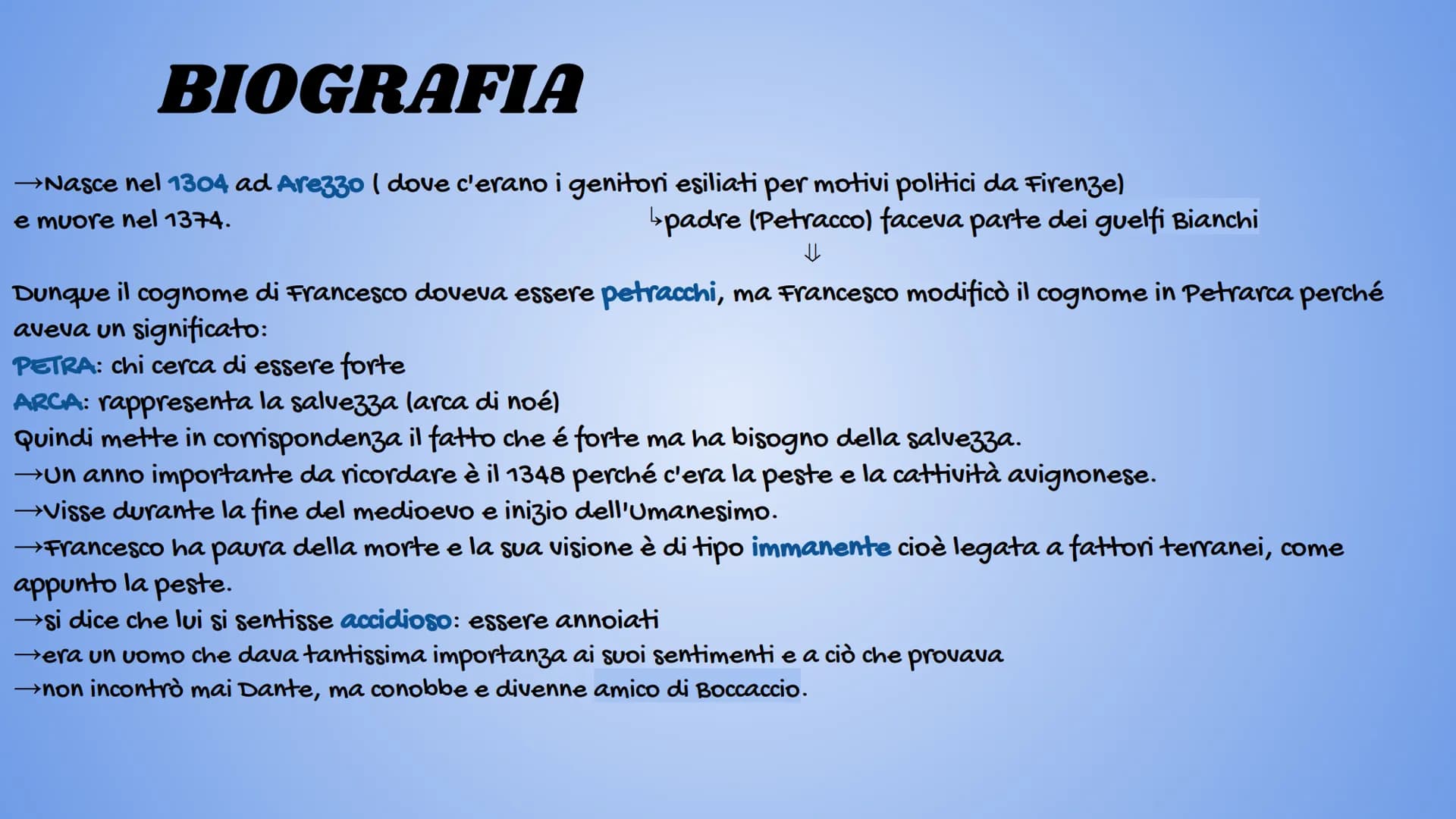 PETRARCA
By Messina Silvia Biografia
Il latino e il volgare
- Confronto tra Dante e Petrarca
-
—
-
—
—
-
Amore per Laura
Nuovo modello amoro