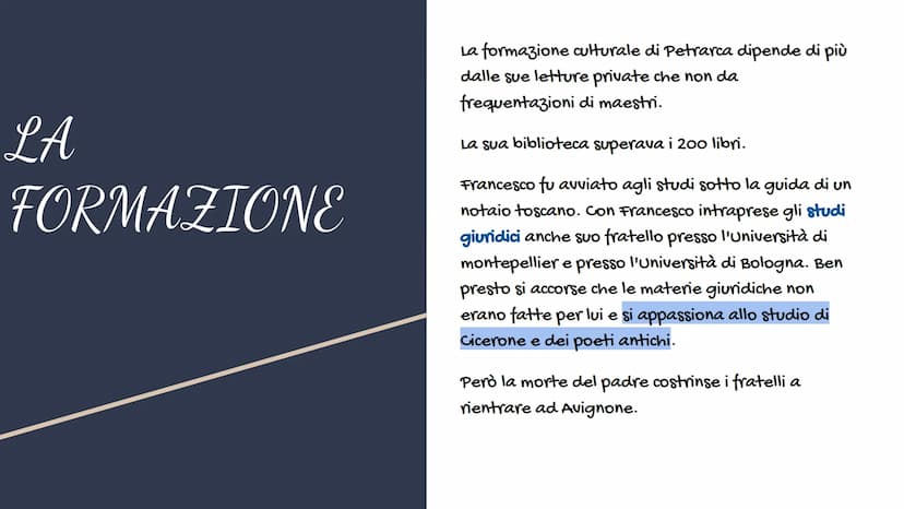PETRARCA
By Messina Silvia Biografia
Il latino e il volgare
- Confronto tra Dante e Petrarca
-
—
-
—
—
-
Amore per Laura
Nuovo modello amoro