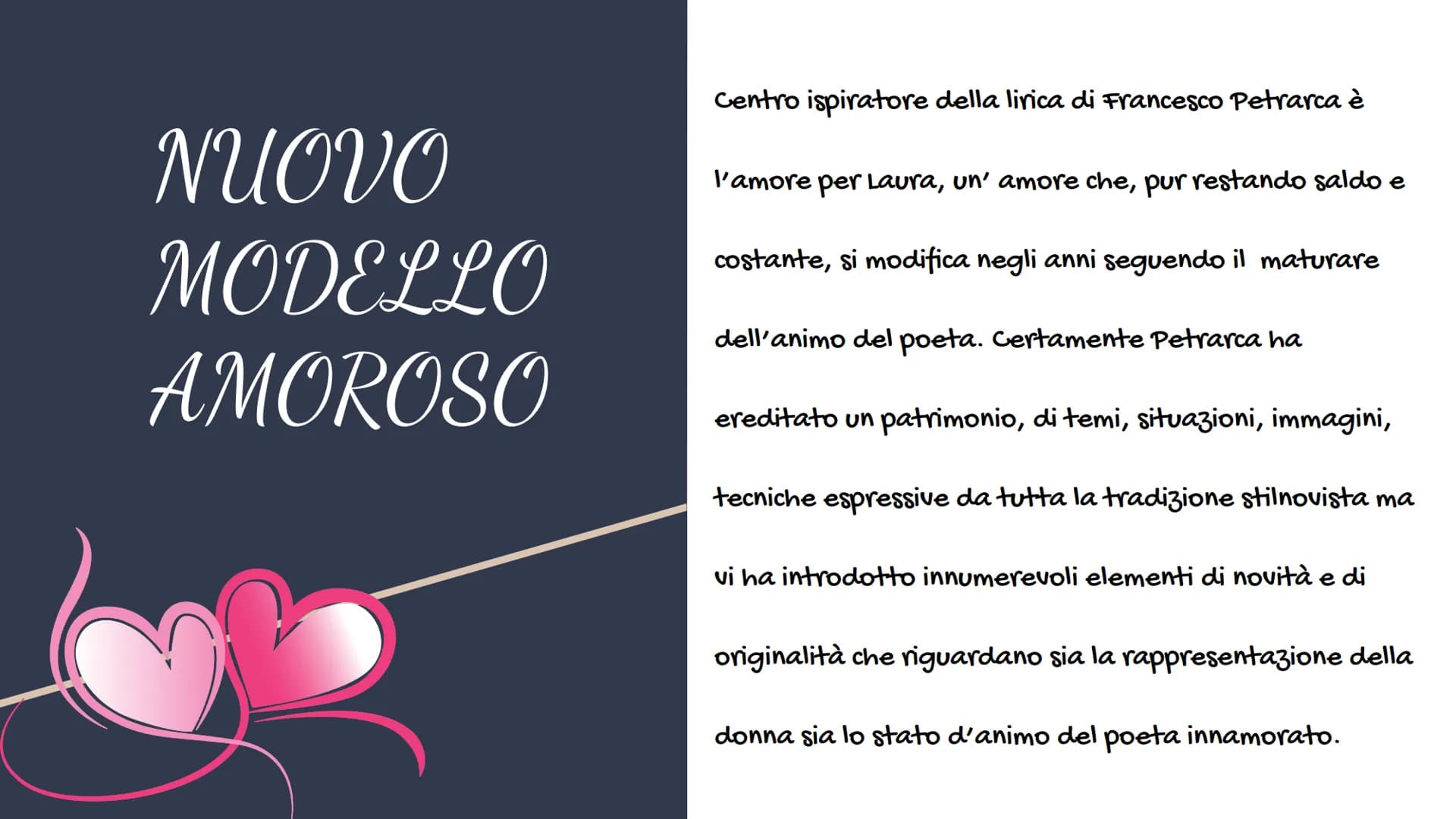 PETRARCA
By Messina Silvia Biografia
Il latino e il volgare
- Confronto tra Dante e Petrarca
-
—
-
—
—
-
Amore per Laura
Nuovo modello amoro