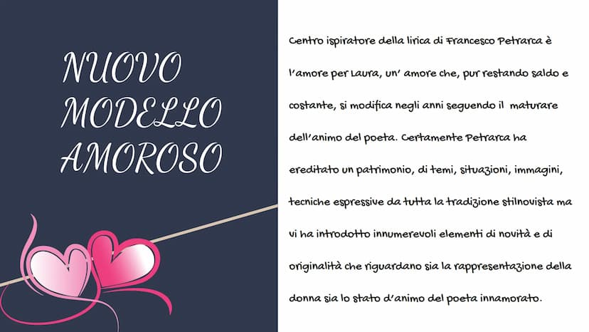 PETRARCA
By Messina Silvia Biografia
Il latino e il volgare
- Confronto tra Dante e Petrarca
-
—
-
—
—
-
Amore per Laura
Nuovo modello amoro