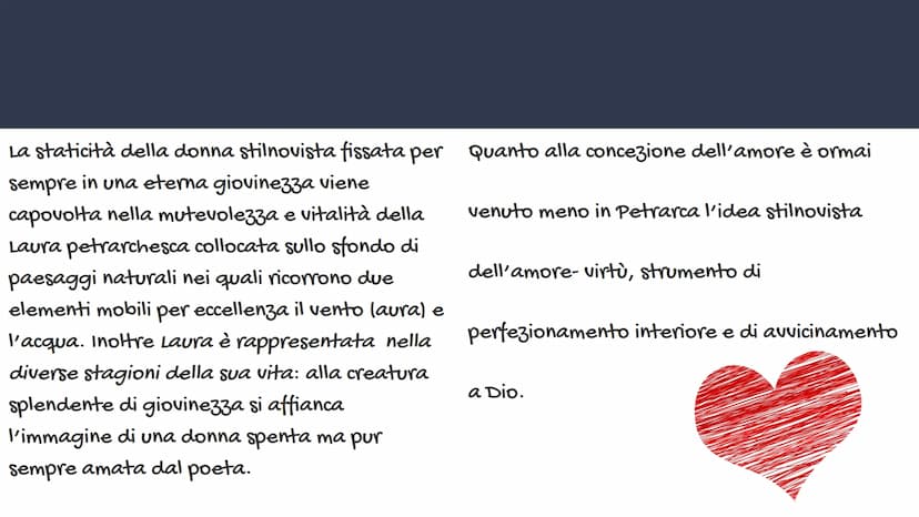 PETRARCA
By Messina Silvia Biografia
Il latino e il volgare
- Confronto tra Dante e Petrarca
-
—
-
—
—
-
Amore per Laura
Nuovo modello amoro