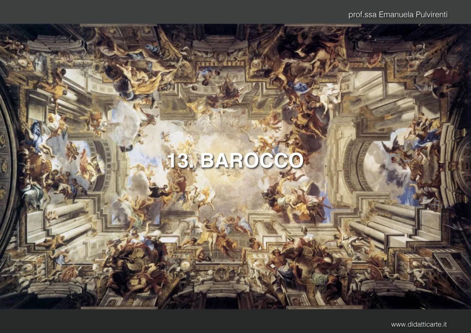 13. BAROCCO
Hrade
prof.ssa Emanuela Pulvirenti
www.didatticarte.it BAROCCO
IL SECOLO DELLA MERAVIGLIA
All'inizio del XVII sec. l'Italia non 