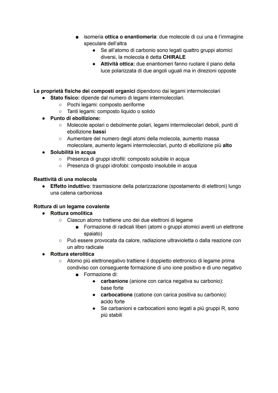 Composti organici: composti del carbonio

- Idrocarburi: carbonio e idrogeno
- Derivati degli idrocarburi: carbonio, idrogeno e elementi com