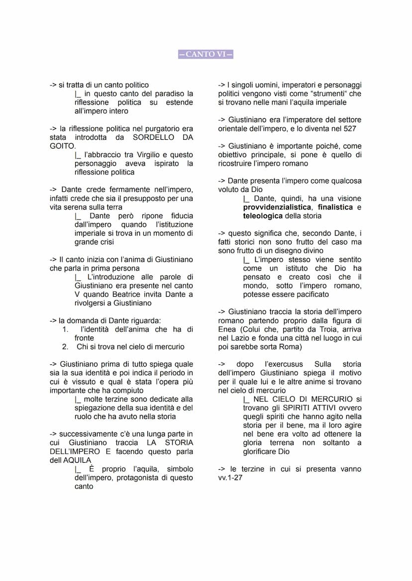 ay
P
Canto VI
- PARADISO - -> si tratta di un canto politico
- CANTO VI-
in questo canto del paradiso la
riflessione politica su estende
all