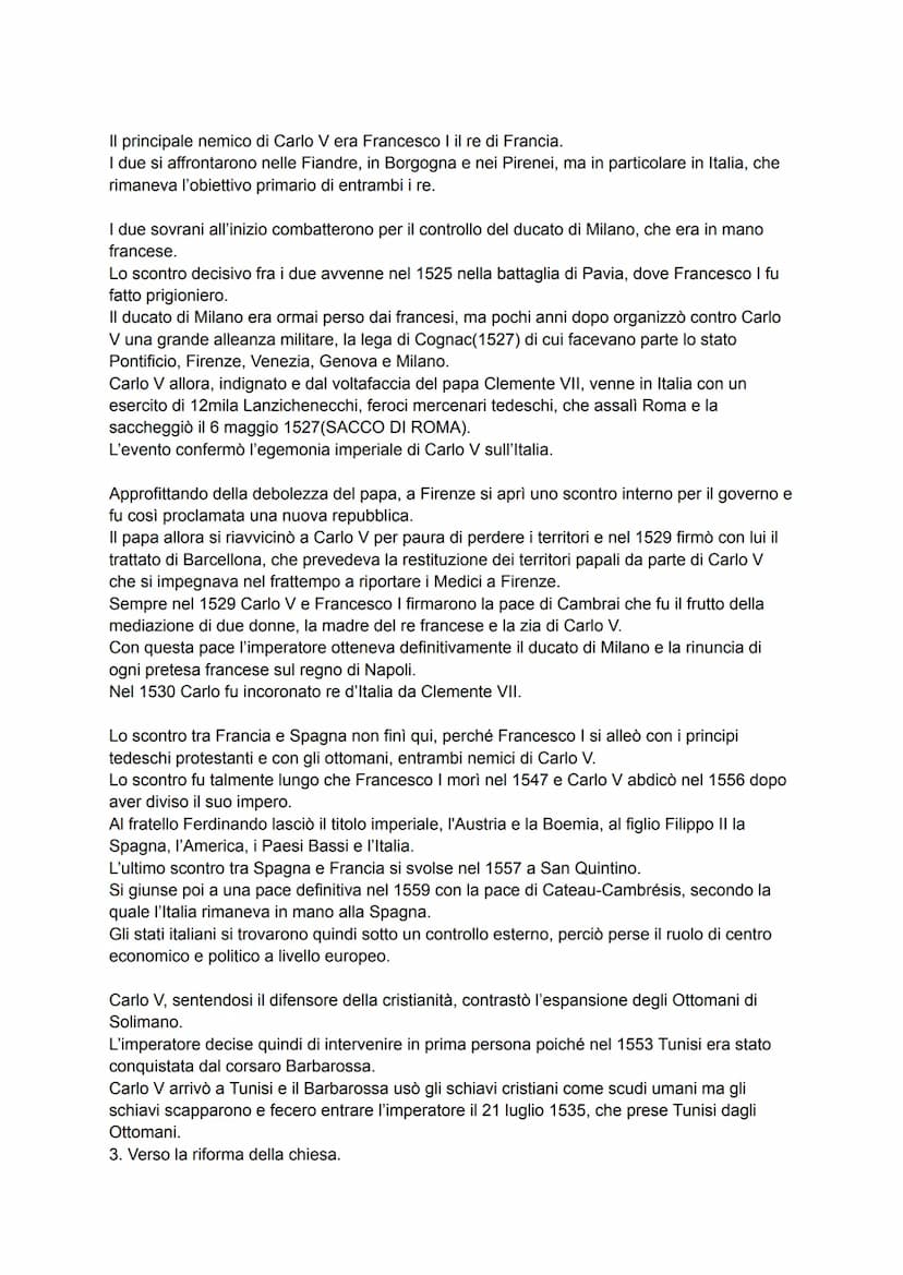 L'IMPERO DI CARLO V E LA RIFORMA PROTESTANTE
1.Carlo V e l'ideale di impero universale
Nella prima metà del 500 nacque in Europa l'ultima gr
