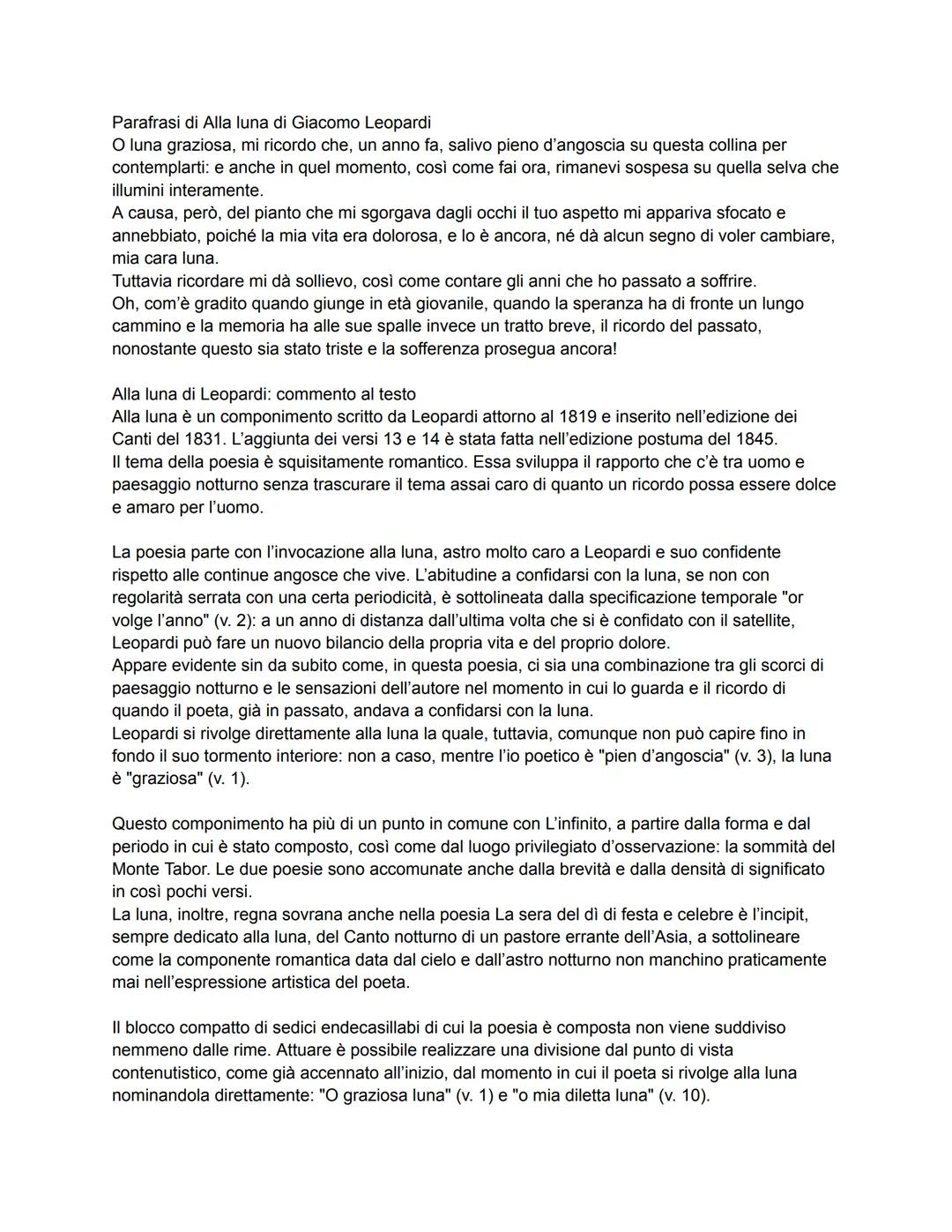 Alla luna: spiegazione 