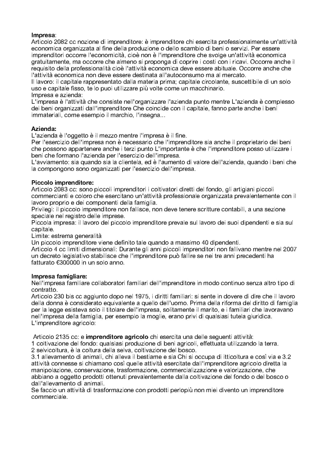 Riassunto Impresa e Azienda: Differenze e Spiegazioni