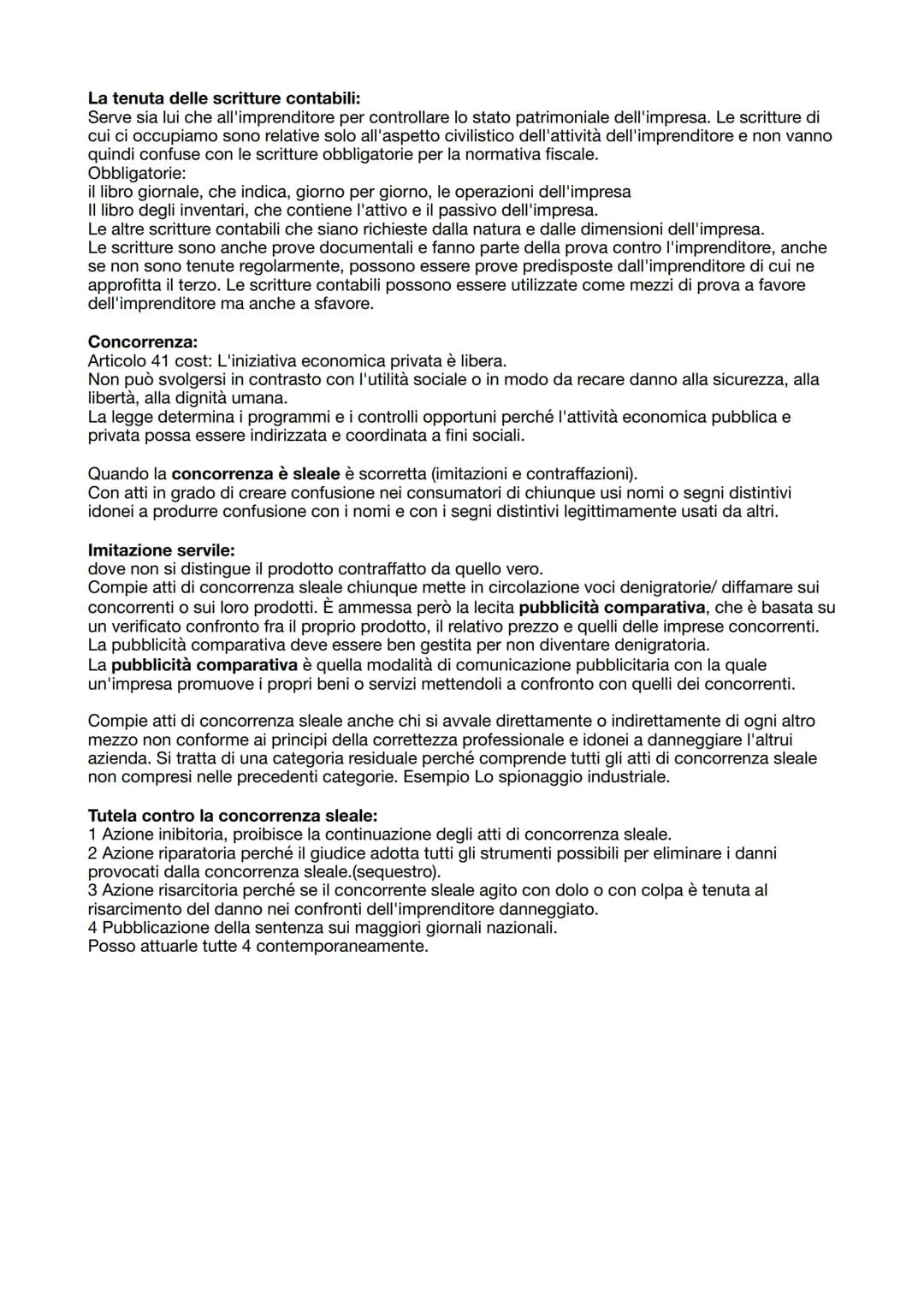 Impresa:
Articolo 2082 cc nozione di imprenditore: è imprenditore chi esercita professionalmente un'attività
economica organizzata al fine d