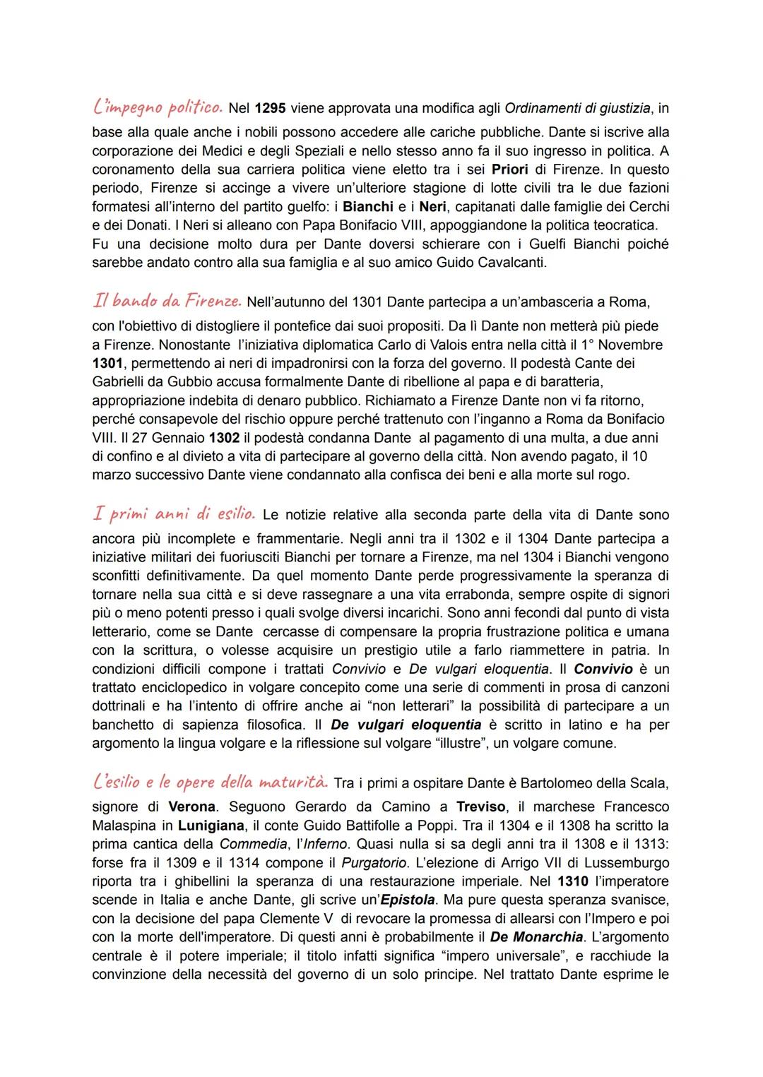 # La vita e le opere

Famiglia e matrimonio. Dante nacque a Firenze tra la seconda metà del maggio e la
prima metà del 1265, il padre, Aligh