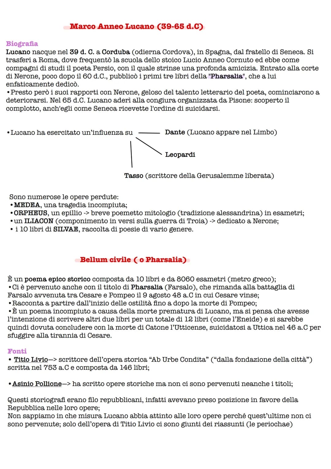 Marco Anneo Lucano (39-65 d.c)
Biografia
Lucano nacque nel 39 d. C. a Corduba (odierna Cordova), in Spagna, dal fratello di Seneca. Si
trasf