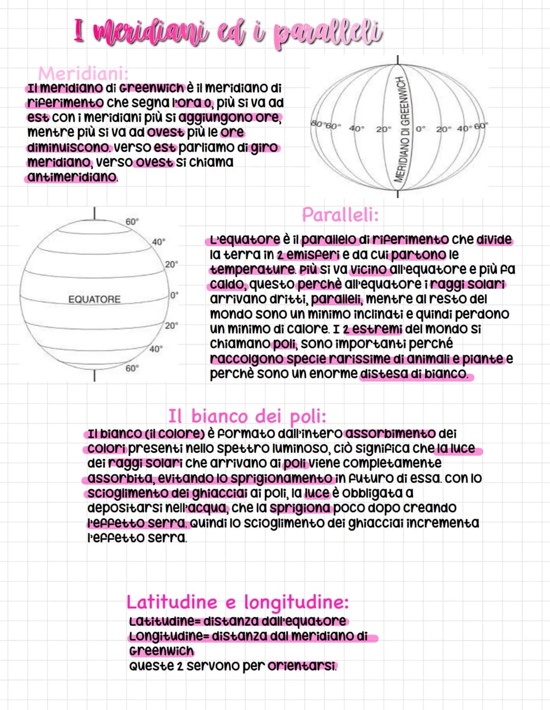 
<h2 id="meridiani">Meridiani</h2>
<p>I meridiani rappresentano le linee di longitudine sulla mappa. Il meridiano di Greenwich è il punto di