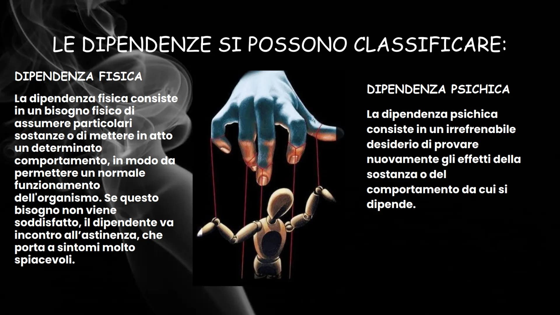 LE DIPENDENZE
ES
向
命
DI RICCERI GAIA
3B, A.S. 2022-2023 COSA SONO LE DIPENDENZE?
Fo
30
Una dipendenza è un'alterazione del
proprio comportam
