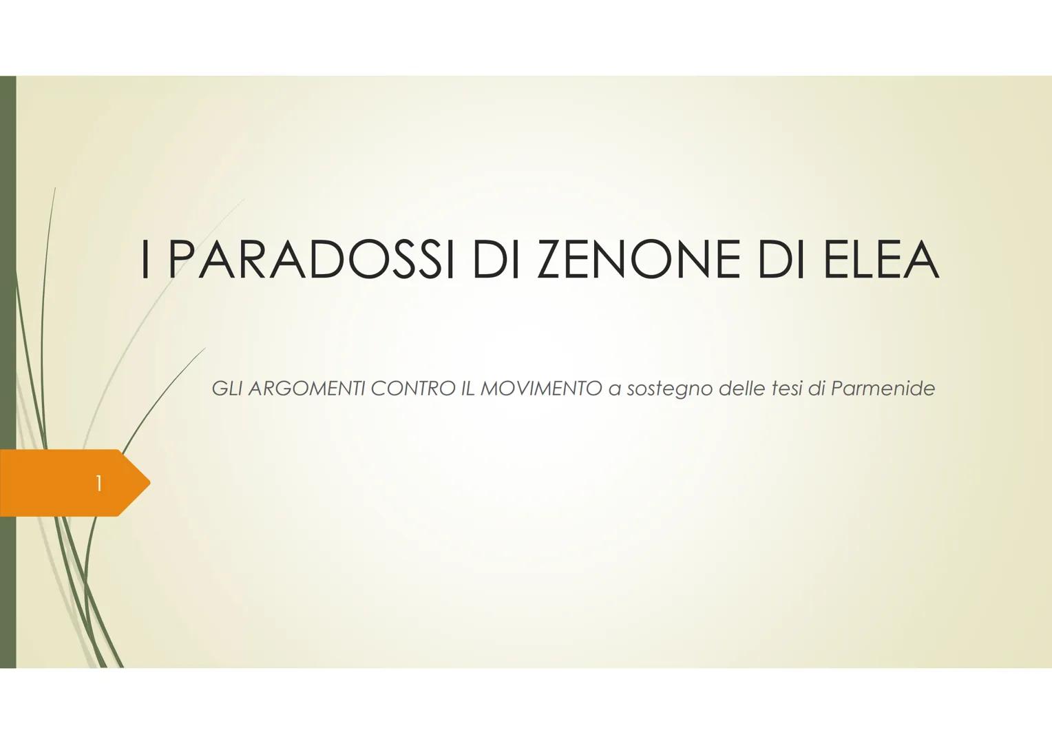 I PARADOSSI DI ZENONE DI ELEA
GLI ARGOMENTI CONTRO IL MOVIMENTO a sostegno delle tesi di Parmenide 2
ΖΗΝΩΝ
Zenone di Elea (489a.C-431a.C), d