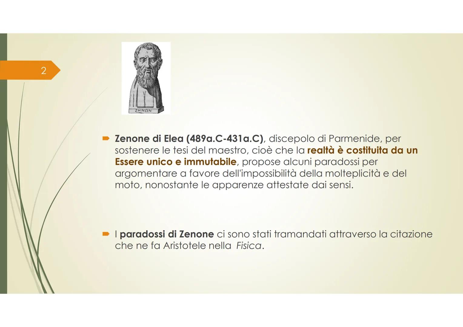 I PARADOSSI DI ZENONE DI ELEA
GLI ARGOMENTI CONTRO IL MOVIMENTO a sostegno delle tesi di Parmenide 2
ΖΗΝΩΝ
Zenone di Elea (489a.C-431a.C), d