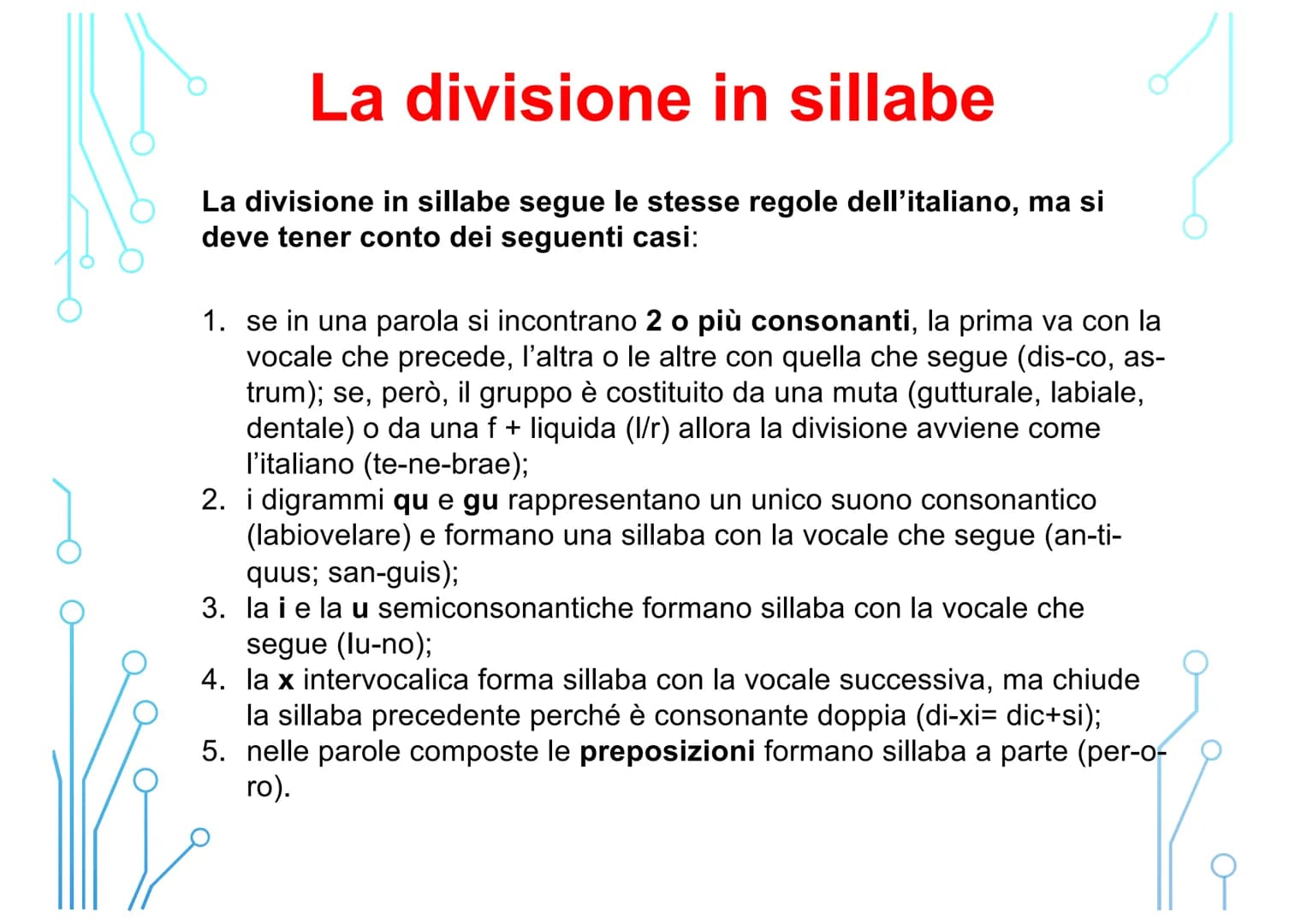 قرمز
Vi
Corso di latino
per principianti
LEZIONE 1
FONOLOGIA: l'alfabeto, la pronuncia, la quantità
vocalica, la divisione in sillabe, l'acc