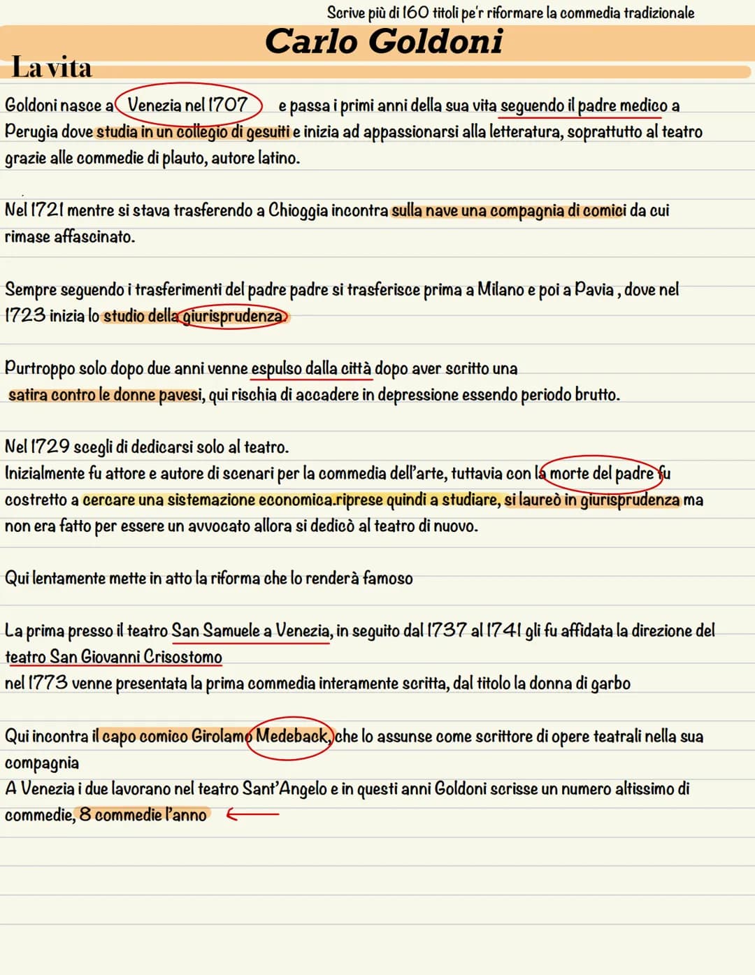 Scrive più di 160 titoli pe'r riformare la commedia tradizionale
Carlo Goldoni
La vita
Goldoni nasce a Venezia nel 1707
e passa i primi anni