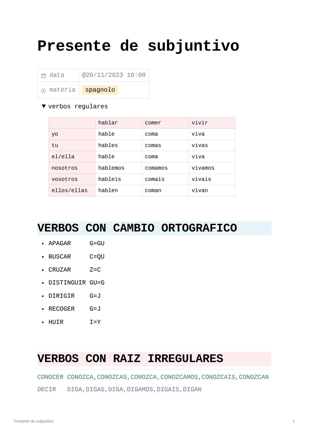 presente del subjuntivo 