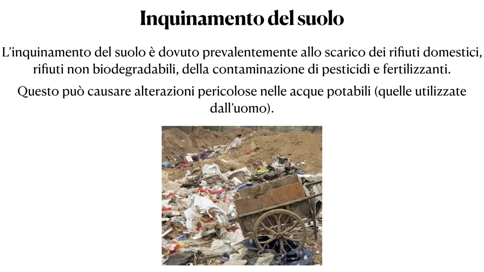 L'inquinamento L'inquinamento è un'alterazione
dell' ambiente, naturale o
artificiale, da parte di elementi
inquinanti. Questo può provocare