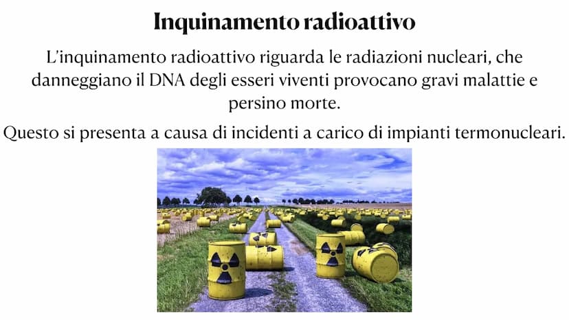 L'inquinamento L'inquinamento è un'alterazione
dell' ambiente, naturale o
artificiale, da parte di elementi
inquinanti. Questo può provocare