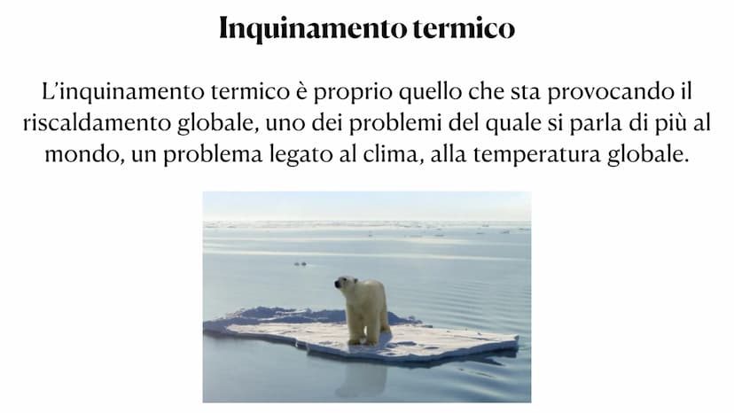 L'inquinamento L'inquinamento è un'alterazione
dell' ambiente, naturale o
artificiale, da parte di elementi
inquinanti. Questo può provocare