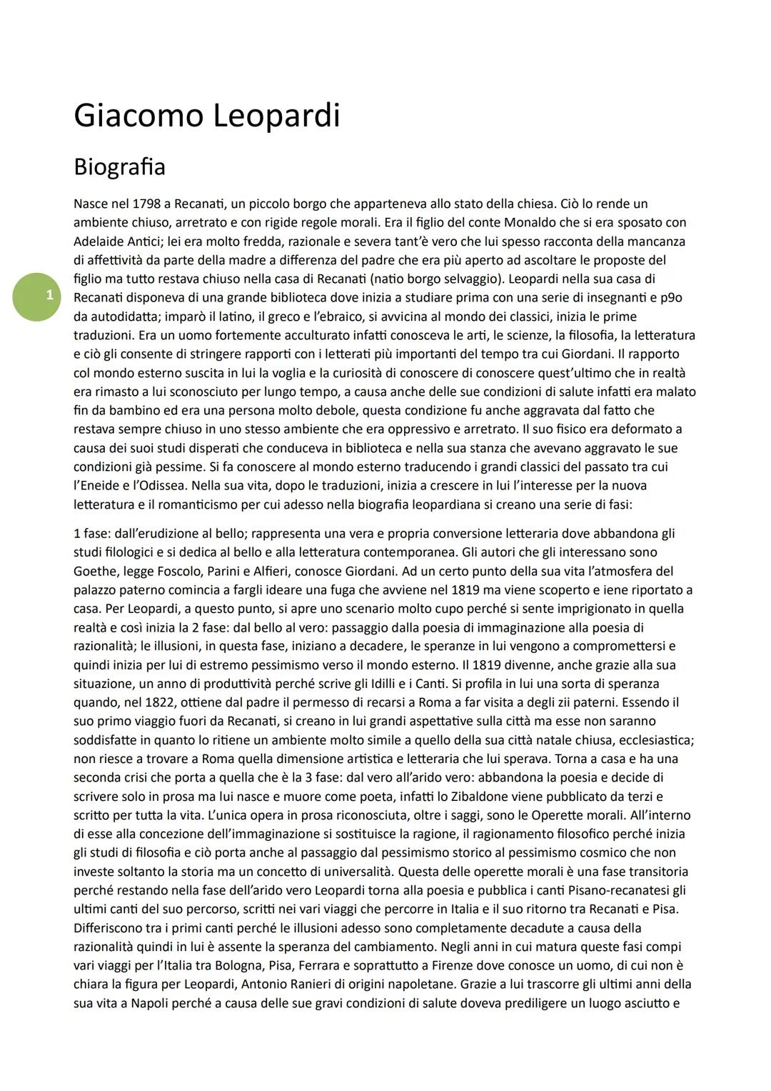 # Giacomo Leopardi

## Biografia

Nasce nel 1798 a Recanati, un piccolo borgo che apparteneva allo stato della chiesa. Ciò lo rende un
ambie