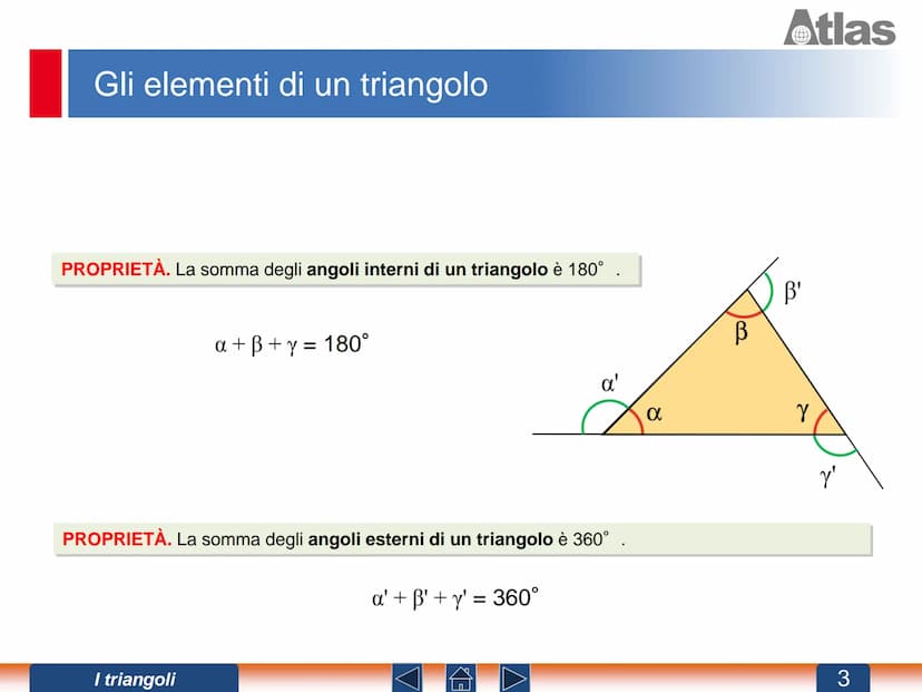 Gli elementi di un triangolo
Per disegnare un triangolo occorre congiungere
con dei segmenti tre punti non allineati.
Nel triangolo si disti