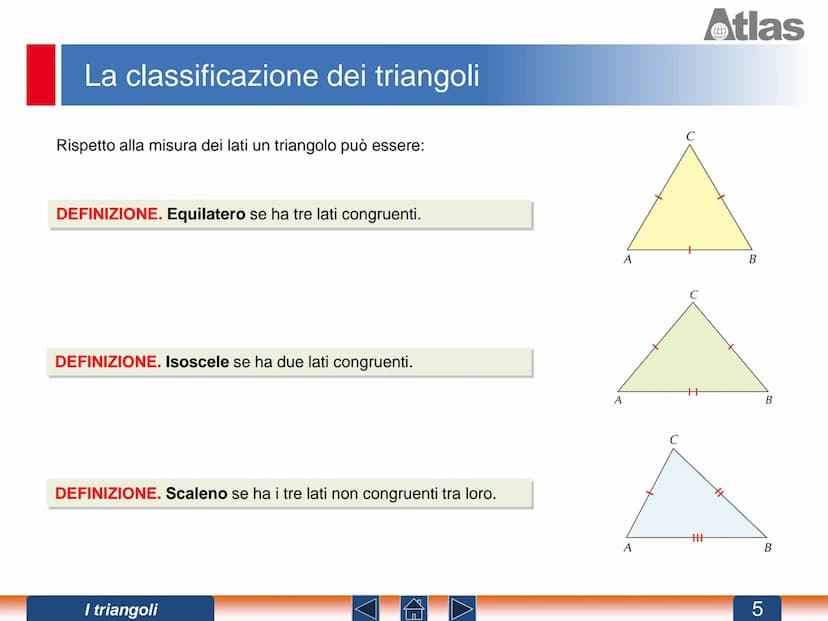Gli elementi di un triangolo
Per disegnare un triangolo occorre congiungere
con dei segmenti tre punti non allineati.
Nel triangolo si disti