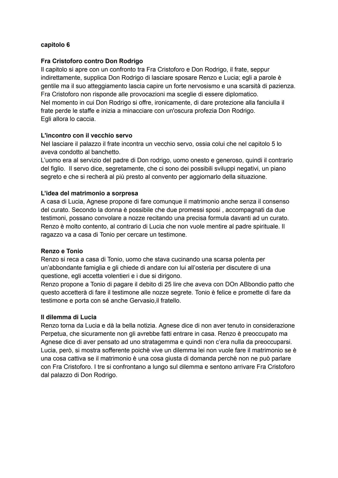 capitolo 6
Fra Cristoforo contro Don Rodrigo
Il capitolo si apre con un confronto tra Fra Cristoforo e Don Rodrigo, il frate, seppur
indiret