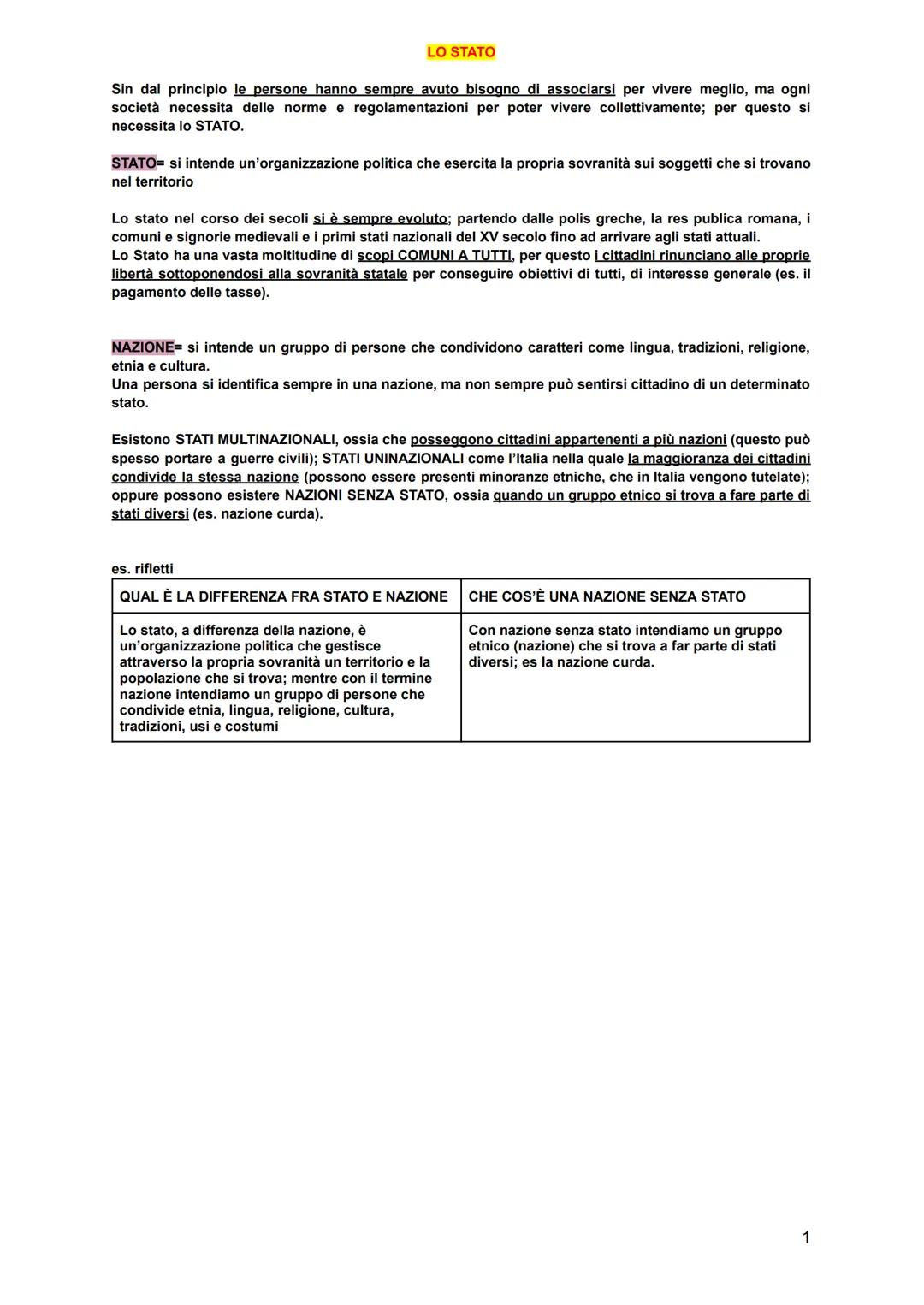 LO STATO
Sin dal principio le persone hanno sempre avuto bisogno di associarsi per vivere meglio, ma ogni
società necessita delle norme e re