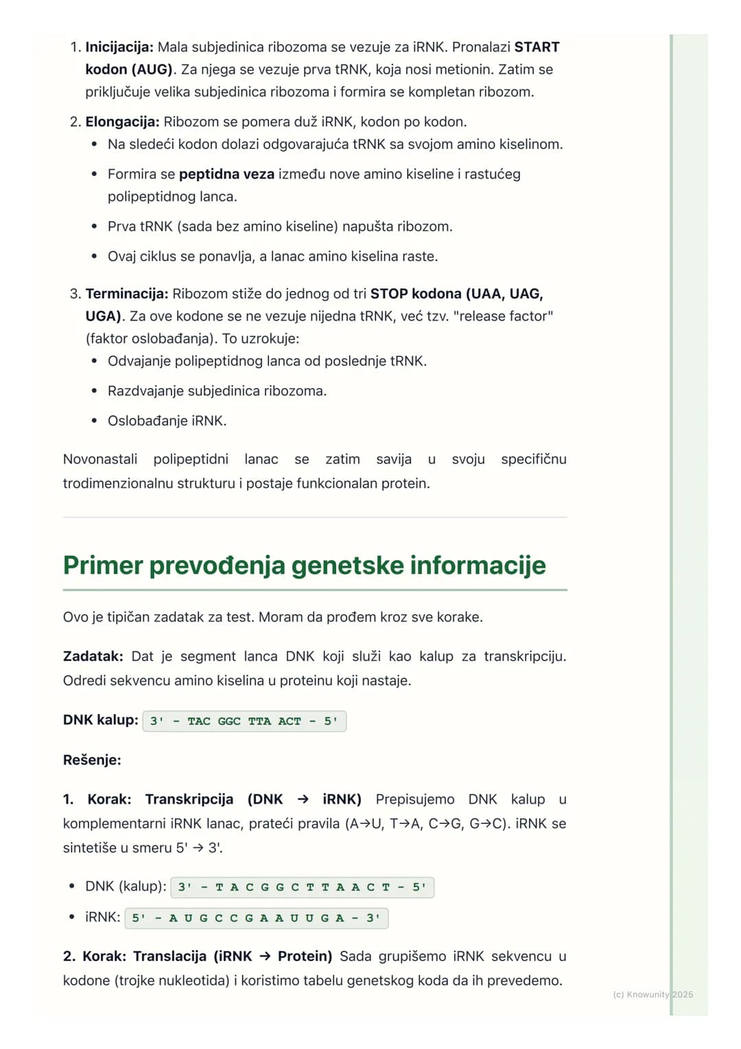 # Genetski kod i sinteza proteina

## Uvod u genetski kod

Genetski kod je sistem pravila po kojima se informacija zapisana u genima
(sekven