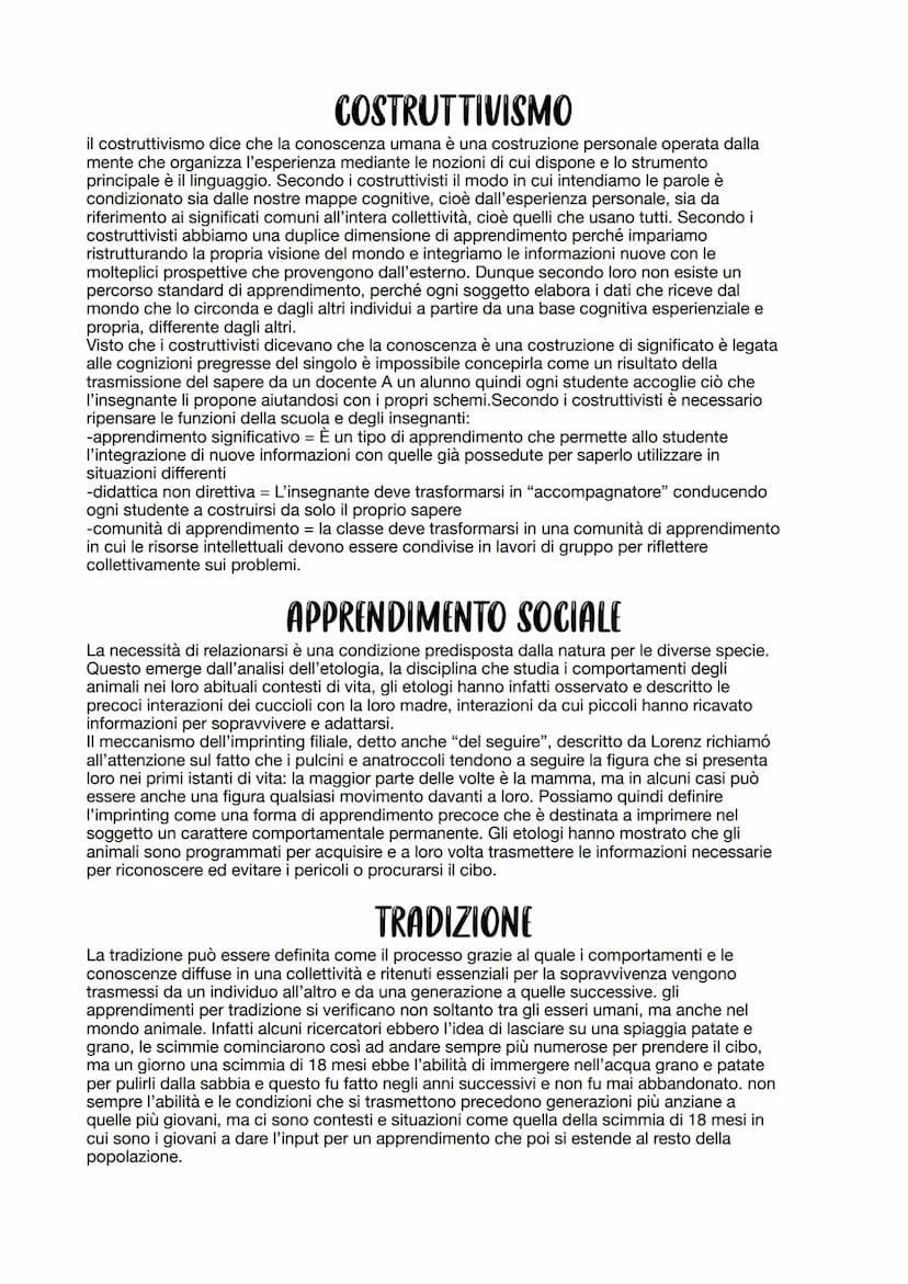 APPRENDIMENTO
L'apprendimento e l'acquisizione di nuovi comportamenti o modificazione di comportamenti
precedenti provocata dalle nostre esp